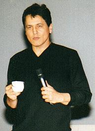 Robert Beltran tired with a cup of coffee