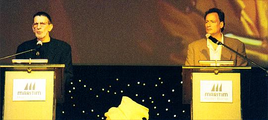 Leonard Nimoy and John DeLancie performing 'Spock and Q'